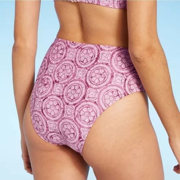 Shade & Shore Pink Ruffle Asymmetrical Bikini 2 Piece Summer Cute Set NWT - Picture 7 of 15